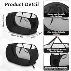 2 Pcs Mesh Popup Laundry Hampers, Opening Laundry Basket with Durable Handles, Breathable Dirty Clothes Hamper, Foldable Pop-up Mesh Hamper with a Small Side Pocket for Home, Laundring Room, Travel