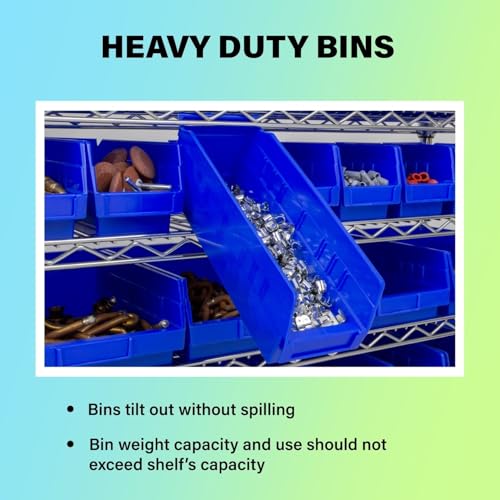 Akro-Mils 30164 Plastic Shelf Bins, Heavy Duty Storage Bins for Garage, Closet, and Drawer Organization, 24-Inch x 6-1/2-Inch x 4-Inch, Blue, 6-Pack - color: Blue