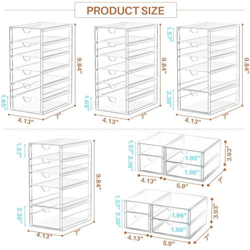 ARSTPEOE 30 Drawers, Acrylic Desk Makeup Organizer, Plastic Drawers Organizer, Stackable Storage Solution for Makeup, Dresser, Office, Bathroom Clear Plastic Craft and Bead Storage Cabinet - size: 30 Drawers