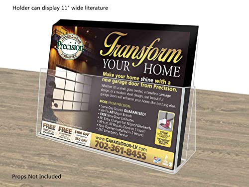 Brochure Holder 11" Wide Catalog or Magazine Bin Clear Acrylic for Counters Space Saving Caddy for Welcome Centers and Schools by Marketing Holders