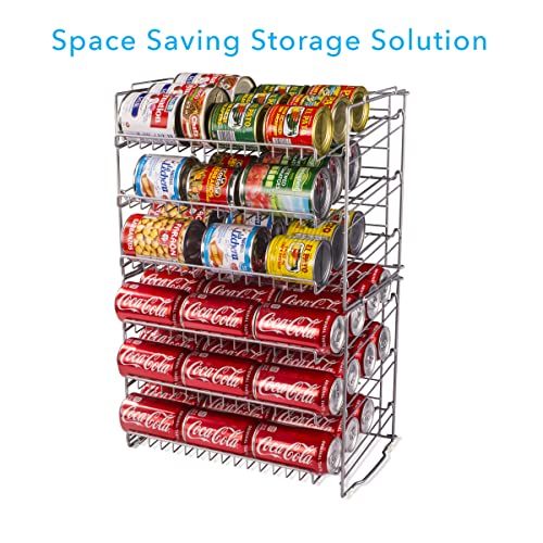 Atlantic Gravity-Fed Compact Double Canrack – Kitchen Organizer, Durable Steel Construction, Stackable or Side-by-Side, PN in Silver (Pack of 2) - color: Silver, size: Double (Pack of 2)