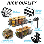 BOIVSHI Spice Rack Organizer for Cabinet, 2 Tier Pull Out Spice Organizer for Cabinet Height Adjustable Heavy Duty Metal Basket for Inside Cabinets & Pantry Closet (5.5''Wx10.5''Dx9.5''H) - size: 2 Tier,5.5''Wx10.5''Dx9.5''H