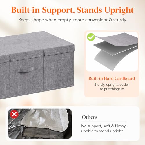 Lifewit 100L Under Bed Storage Containers, 11.8 Inch Tall Underbed Clothes Storage Organizer Bin with Sturdy Sidewalls, Bottom, 3 Lids, Deep Storage Drawer for Clothes, Shoes, Blankets, Pillows 2 Pack - size: 100L