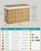 SONGMICS Laundry Hamper with Lid, 52.8 Gallon (200 L) Synthetic Rattan Clothes Laundry Basket with Lid and Handles, Foldable, Removable Liner, Goose Yellow ULCB320Y01 - color: Goose Yellow, size: 200 L