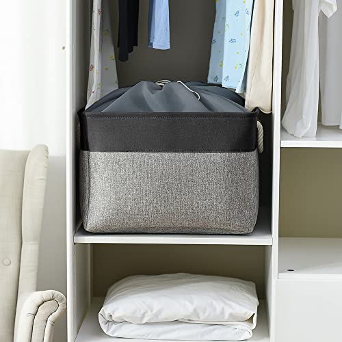 TheWarmHome Organization and Storage Basket for Shelves - 20x16x14 inch Jumbo 3 Pack Collapsible Storage Bins for Organizing, Fabric Storage Cubes for Organizer Gift Toy Closet (Black & Grey) - color: Black&Grey, size: 3PCS/Extra Jumbo - 20.5Lx15.7Wx13.8H