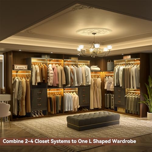 Armocity 5FT Small Closet System with 3 Fabric Drawers, 60 Inches Walk In Closet Organizer System With 3 Adjustable Shelves, Heavy Duty Clothes Rack Built-In Garment Rack, 59" L x 16" W x 71" H, Black - color: Black