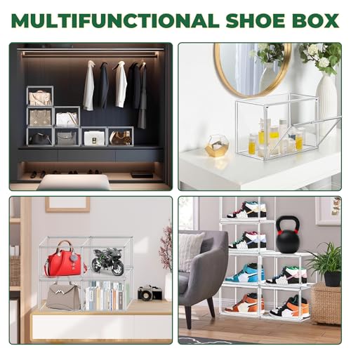 1 Pack Acrylic X-Large Shoe Box Clear Plastic Stackable Storage Boxes with Magnetic Door Shoe Organizer for Closet Sneaker Boot Shoe Storage,Fit up to US Size 14 - style: X-Large Size (Acrylic Material)