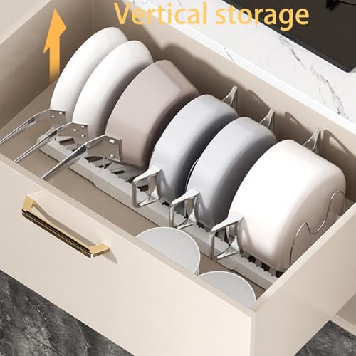 Cooking Sheet Organizer Pan Pot Organizer Lid Holder Baking Sheets Cutting Board Adjustable Storage Rack for Kitchen Cabinet