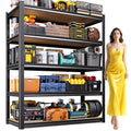 AOARGG 78"H-45.6"W Garage Shelving Heavy Duty Storage Shelves, Metal Adjustable Shelving Unit, Utility Garage Organizer Shelf for Basement, Pantry, Kitchen, Warehouse, 45.6"W x 19.7"D x 78"H - size: 5-Wood-19.7"Dx45.6"Wx78"H