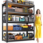 AOARGG 78"H-45.6"W Garage Shelving Heavy Duty Storage Shelves, Metal Adjustable Shelving Unit, Utility Garage Organizer Shelf for Basement, Pantry, Kitchen, Warehouse, 45.6"W x 19.7"D x 78"H - size: 5-Wood-19.7"Dx45.6"Wx78"H