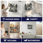 ONXE Shower Caddy Suction Cup,2 Pack Suction Shower Organizer,No Drilling Rustproof Shelves for Bathroom,Kitchen,Home Decor,Heavy Duty Bathroom Organizer with Large Capacity (15.7 inch-No bar) - size: 15.7 inch-No bar