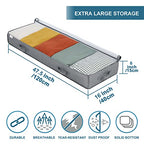 Under Bed Storage Containers, 2 Pack Under the Bed Bags, Clear Underbed Storage Bins with Sturdy | Adjustable Dividers | Sidewalls | Bottom, Closet Organizer for Clothes Sheet Blankets, 47.5x16x6in