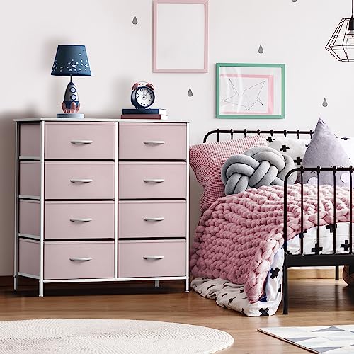 Sorbus Kids Dresser with 8 Drawers - Storage Unit Organizer Chest for Clothes - Bedroom, Kids Room, Nursery, & Closet (Pink, 31.5 x 12 x 32-8 Drawer) - color: Pink, size: 8 Drawer