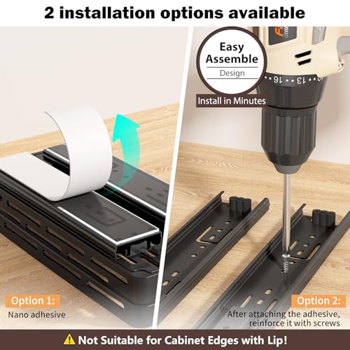 2 Pack Pull Out Spice Rack Organizer for Cabinet, Slide Out Spice Racks Organizer, Spice Cabinet Organizers, Cabinet Size Need:12'' Highx11'' Deepx5'' Wide,Hold 10 Spice Jar Each Tier-2Tier, Black - color: Black, size: 2 Pack