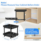 BOIVSHI Pull Out Spice Racks for Inside Cabinets, 2-Tier Cabinet Spice Rack, Height Adjustable Spice Rack Organizer for Cabinet, Kitchen Vertical Spice Rack (9.7''Wx10.8''Dx9.2''H, Metal Black) - size: 9.7''Wx10.8''Dx9.2''H,2 Tier