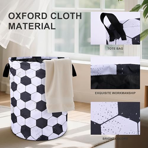 Football Laundry Basket Foldable Oxford Cloth Tote Bag Laundry Hamper Clothes Storage Bucket Organizer For Bathroom/Laundry Storage/Bedroom 19.6x15.7 Inch - color: Football