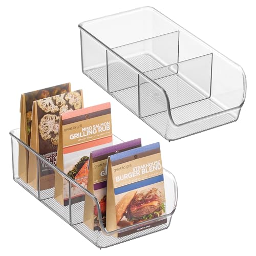 iDesign Stackable 3-Section Divided Storage Bin for Pantry, Fridge, or Cabinet - Set of 2 - Clear - style: Pack of 2