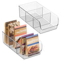 iDesign Stackable 3-Section Divided Storage Bin for Pantry, Fridge, or Cabinet - Set of 2 - Clear - style: Pack of 2