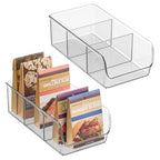iDesign Stackable 3-Section Divided Storage Bin for Pantry, Fridge, or Cabinet - Set of 2 - Clear - style: Pack of 2