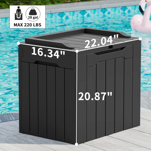 Greesum 31 Gal Resin Deck Box,Outdoor Storage for Patio,Garden Tools,Pool Supplies, Weatherproof and UV Resistant, Lockable, Black - color: Black, size: 31 Gallon