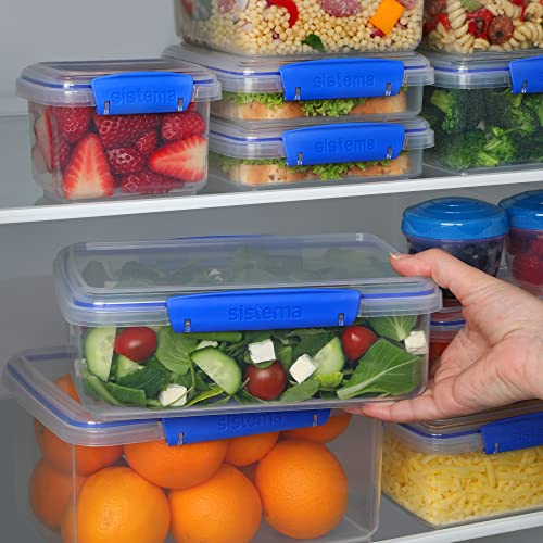 Sistema KLIP IT Rectangular Collection Food Storage Container, 33.8 oz./1.0 L, Clear/Blue, 3 Count - size: 3-Piece (33.8 oz), style: Set of 3