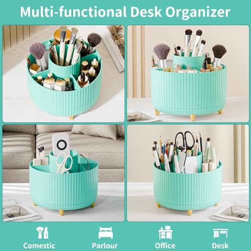 fanado 360° Rotate Makeup Brush Holder Organizer, Makeup Organizers Countertop, Makeup organization and Skincare Storage for Vanity, Desktop, Bathroom (Mint Green) - color: Mint Green