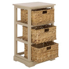 SAFAVIEH Home Collection – Halle Sand 3-Drawer Basket Storage Side Table, Coastal Accent Design, Fully Assembled (AMH5738G) - color: Sand