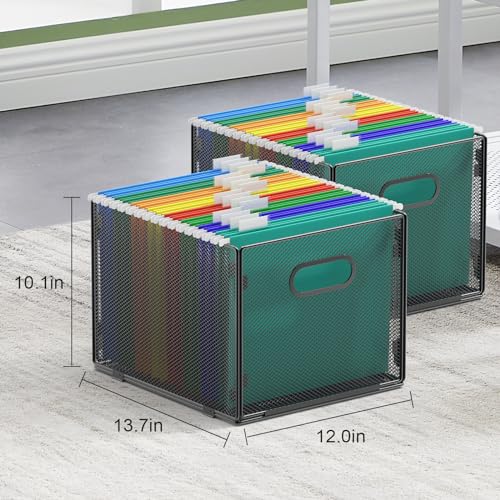 samstar 2 Pack Hanging File Organizer, Mesh File Folder Box Filing Box File Cabinet Organizer Storage Boxes, Letter Size - size: 2 Pack