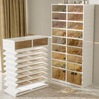9-Tier Portable Shoe Rack Organizer for Closet, 36 Pairs Shoe Container Bins, Clear Plastic Collapsible Shoes Storage Box, Stackable Sneaker Storage Shoe Cabinet with Door - size: 9 Tiers - 36 Pairs