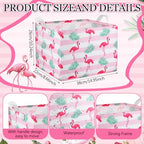 Geelin 3 Pcs Flamingo Baskets Summer Storage Basket for Gifts Collapsible Waterproof Canvas Cute Storage Bin Organizer with Handles for Book Closet Shelf Nursery Decor - style: Flamingo