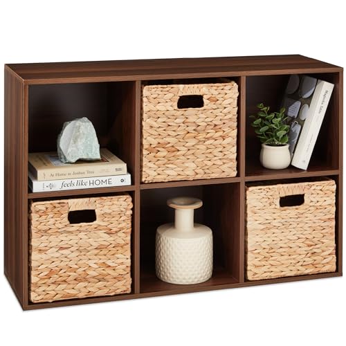 Best Choice Products 6-Cube Storage Organizer, 11in Shelf Opening, Bookcase, Display Shelf, Customizable w/ 3 Removable Back Panels – Walnut - color: Walnut, size: 6-Cube, 11in Shelf Opening