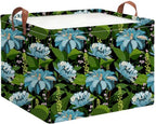 Rectangle Storage Basket with Handles,Collapsible Storage Bin,Books Box,Gift Basket(Blue Flower) - color: Blue Flower
