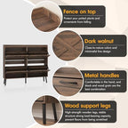 Maupvit Large Shoe Storage Cabinet with 4 Flip Drawers, Narrow Shoe Cabinet for Entryway with Wooden Legs, Freestanding Hidden Shoe Rack Organizer ＆ Metal Hinges, Walnut - color: Dark Walnut, style: 4-Drawers