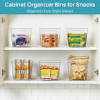 Vtopmart 6 Pack Clear Storage Bins, Pantry Cabinet Organizer Bins with Handle for Pantry Organizer and Storage, Plastic Bins for Fridge, Cabinet, Kitchen, Countertops, Cupboard, Freezer, Medium - size: M(10”L x 6”W x 5”H)