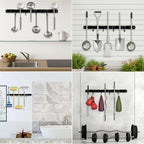 5 Racks and 4 Hooks Mop and Broom Holder Wall Mount, SUS304 Heavy Duty Broom Organizer Storage Tool Racks, Self Adhesive Solid Non-slip Tool Hangers for Home Kitchen Garden Laundry Garage - color: 5 Racks & 4 Hooks (Black) - 1 Pack