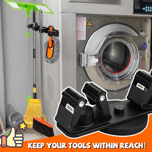Magnetic Broom Holder Rack,Strong Magnetic Mount Mop Holder 4 Racks for Cleaning Tools,Non-slip Magnetic Tool Holder Broom Hooks for Camper Garage Kitchen - style: 4 Slot Magnetic Mop Holder