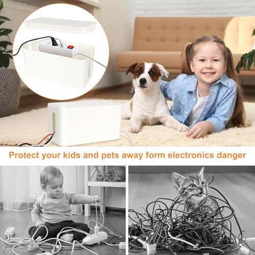 Mini Cable Management Cord Cover Wire Hider Box Concealer Organizer Protector System for Home Theater Entertainment Center Office School (Mini, White) - color: White