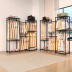 Folews Freestanding Closet System, Large Free Standing Closet Rack Organizer for Hanging Clothes Adjustable Metal Wire Clothing Rack with 5 Shelves & 5 Rods, Black - size: 15.3"D x 69.3"W x 70.8"H
