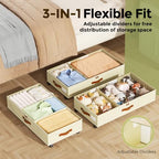 LAMU Under Bed Storage with Wheels, 2 Pack Under Bed Storage Containers with Clear Lids & Label, Rolling Under Bed Drawers for Clothes, Shoes, Blankets, Beige - color: Beige