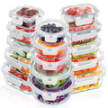 VERONES 30 Pieces Glass Meal Prep Containers Set, Stackable Food Storage Containers with Lids-Airtight Glass Lunch Containers，for Microwave, Oven, Freezer & Dishwasher,White - color: White