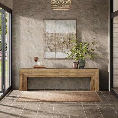 Tribesigns 71" Extra Long Entryway Bench, Modern Farmhouse Shoe Bench Wooden Indoor Seating with Layered Design for Hallway, End of Bed, Living Room, Sofa Back, Dining Room, Brown - color: Brown