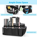 HODRANT Extra-Large Wearable Cleaning Caddy, Organizer Bag for Products, Housekeeper Tote With Pad, Handle & Divider, Car Wash Tools Bag for Detailing Supplies, Gray Edge - color: Black with gray edge