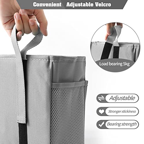 Bseash Bunk Bed Organizer, Bedside Caddy Hanging Bed Organizer Storage Bag with 4 Pockets and 2 Hooks, for College Dorm Rooms Bed, Hospital Bed, Baby Bed Rails, 600D Oxford Cloth (Gray) - color: Gray, size: Small