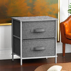 Sorbus Nightstand with 2 Drawers - Bedside Furniture End Table Night Stand with Steel Frame, Wood Top & Easy Pull Fabric Bins - Small Dresser & Chest for Home, Bedroom Accessories & Office - color: Grey, style: 2 Drawer