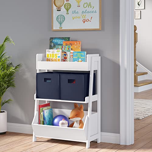 RiverRidge Folding Storage Bins with Handles Navy Cube Storage Organizer for Closet, Bedroom & Playroom - Closet Organizers Set of 2 - color: 2 Navy Bins