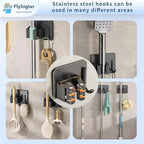 10 Pack Heavy Duty Mop and Broom Holder Wall Mount, No Drill Self Adhesive Stainless Steel Hanger with Hooks, Anti-Slip Tool Organizer for Bathroom, Kitchen, Garage, Laundry Room (10, Black) - color: Black-10