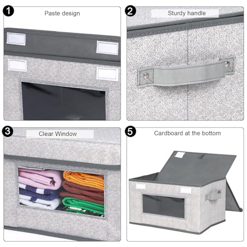 Univivi [4-Pack Fabric Storage Boxes Collapsible Storage Bins with Lids and Handles Cube Organizer Basket for Home, Closet, Bedroom (Gray, 14.4''x10''x8.3'') - color: Gray, size: 14''-4 Pack