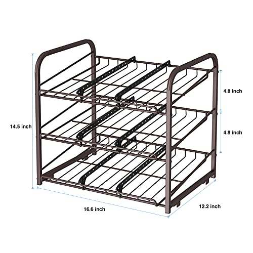 AIYAKA 3 Tier Stackable Can Rack Organizer,for food storage,kitchen cabinets or countertops,Storage for 36 cans,Bronze - color: Brown