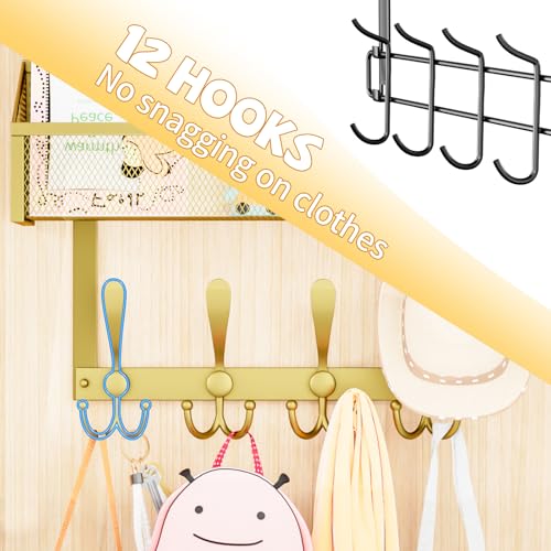 Kaiferty Over The Door Hooks Organizer, Coat Rack Over The Door Storage Hanger Towel Rack, Back of Door Storage Organizer for Bathroom,Bedroom,Kitchen,Office (Gold, 3-Tier) - color: Gold, size: 3-Tier