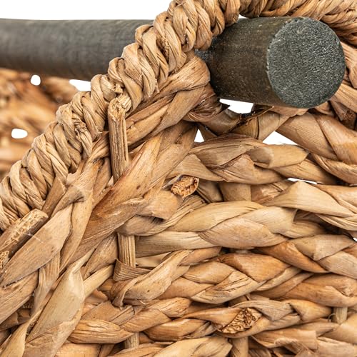 Creative Co-Op Bankuan Braided Oval Toilet Paper Basket with Wood Bar - color: Natural